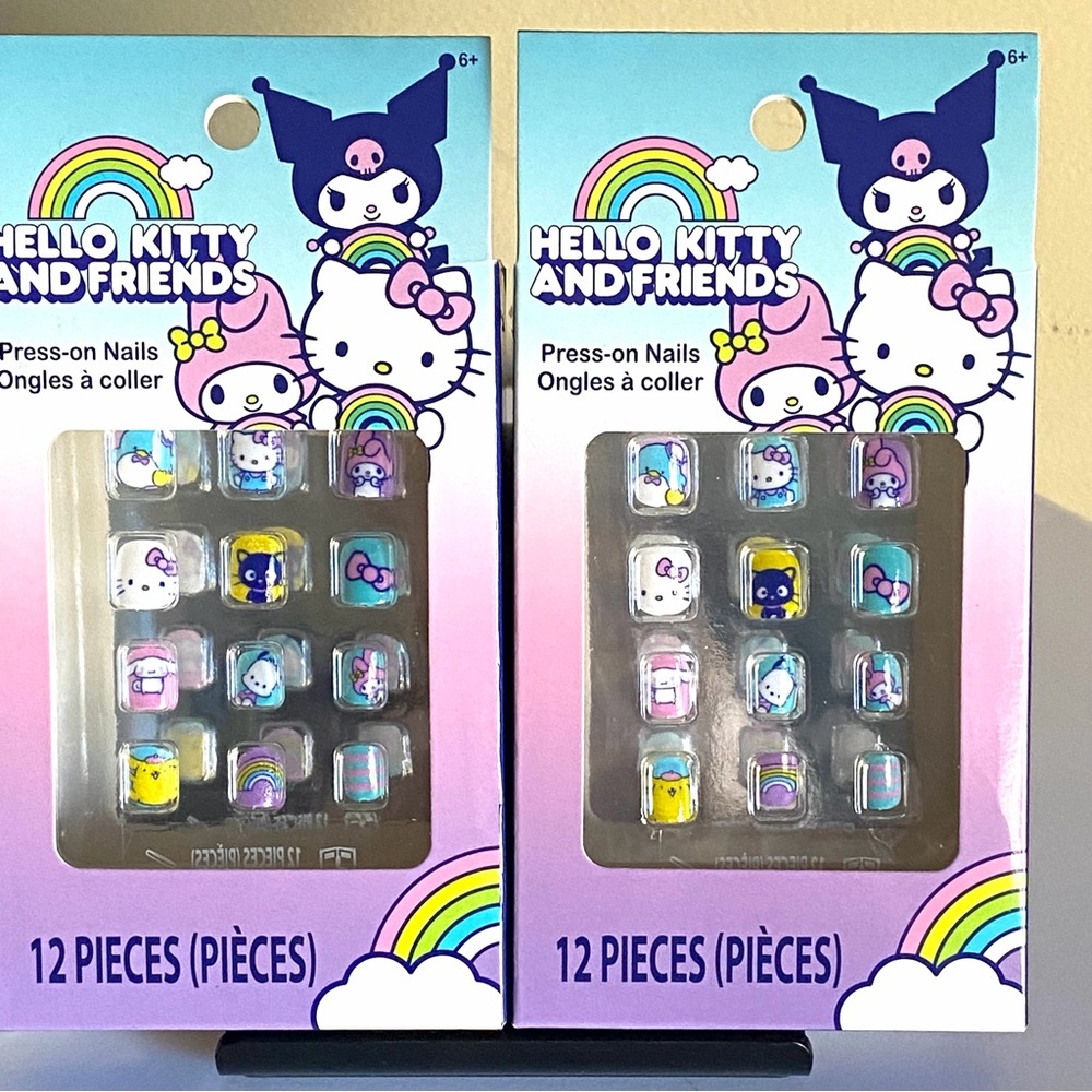 🎅🏻 SALE! Hello Kitty and Friends 2 boxes press on Nails  Blue and Pink white NWT - Picture 5 of 8